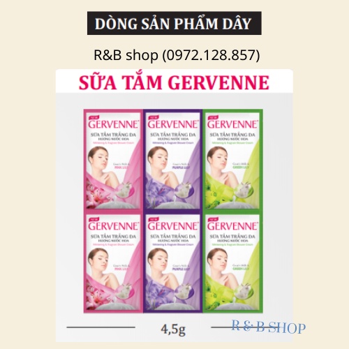(Dây 12 gói) Dây sữa tắm GERVENNE sữa Dê (3 mùi như hình)