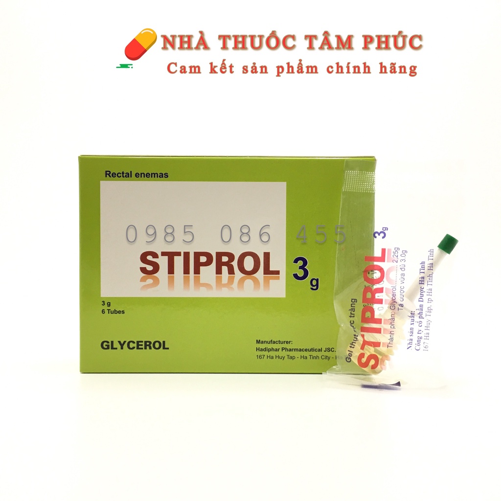 Gel thụt trực tràng, táo bón Stiprol 3g - 9g ( hộp 6 tuýp)