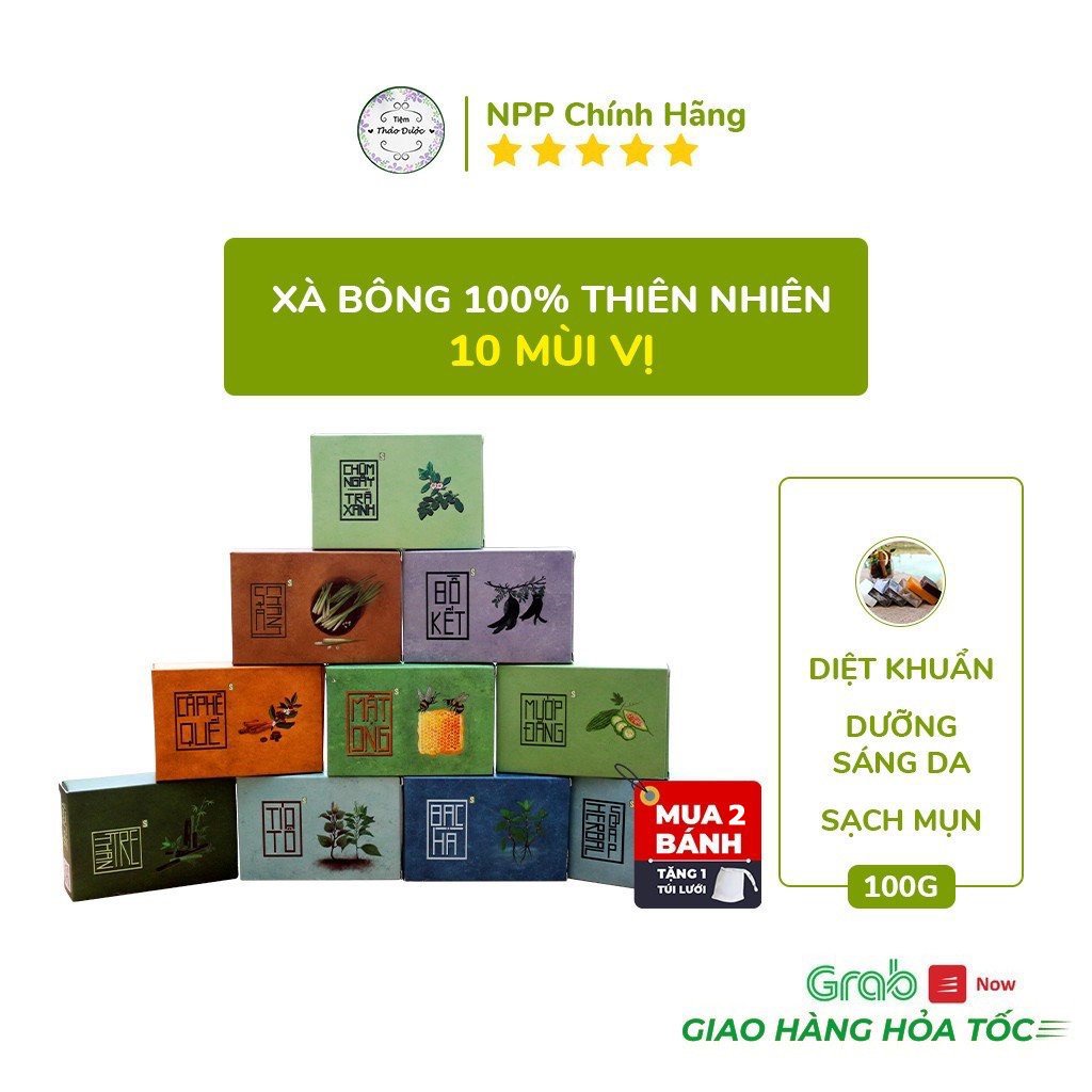 Xà bông sinh dược Tiệm Thảo Dược Xanh xà phòng thảo dược tinh chất thiên nhiên an toàn cho da nhạy cảm