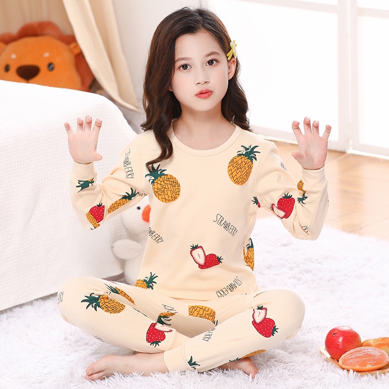 Bộ Đồ Ngủ 2 Món In Họa Tiết Cỏ Bốn Lá May Mắn Đính Nơ Màu Hồng Dễ Thương Thời Trang Mùa Thu 2022 Cho Bé Gái 2-12 Tuổi