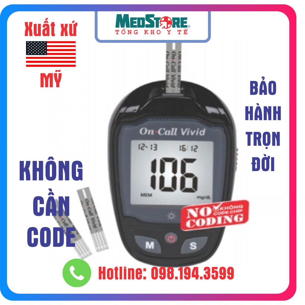 Máy đo đường huyết On-Call Vivid tặng hộp 25 que thử