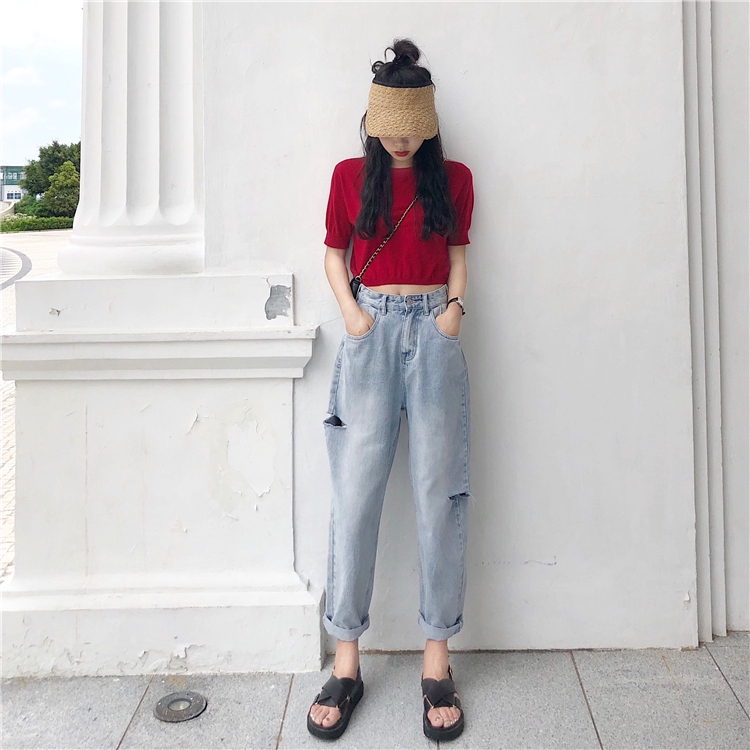 Quần dài thời trang nữ ống rộng phong cách retro Hàn Quốc | BigBuy360 - bigbuy360.vn