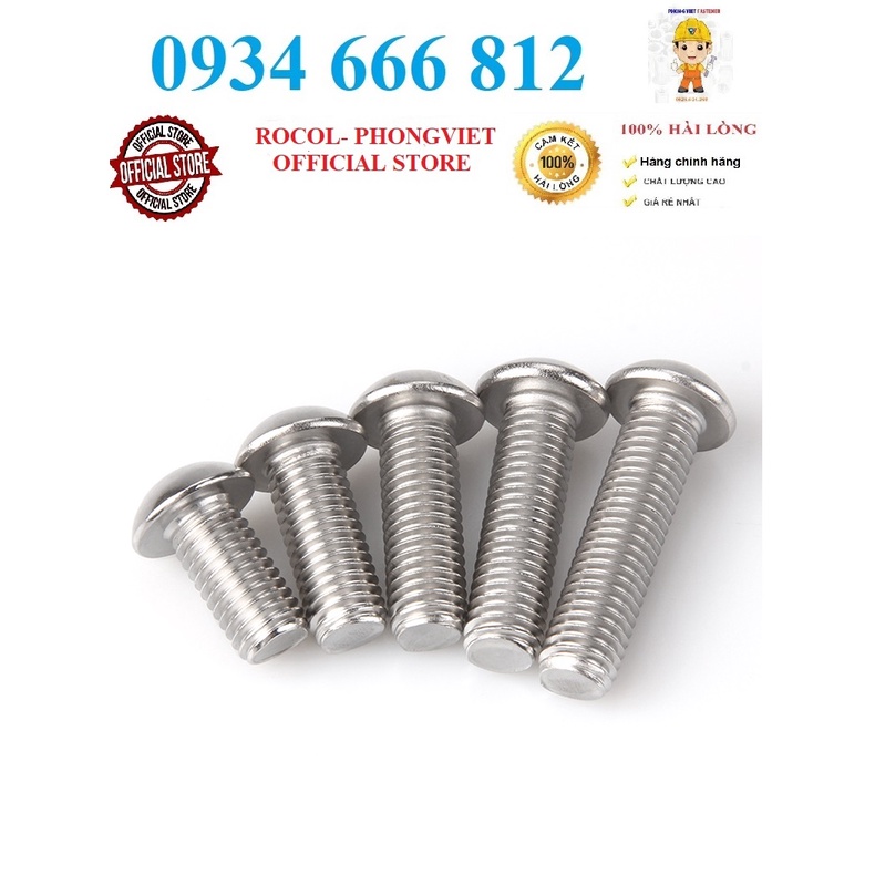Set 50 cái M3 bulong lục giác chìm đầu cầu inox201 M3, M3x6, M3x8, M3x10, M3x12....