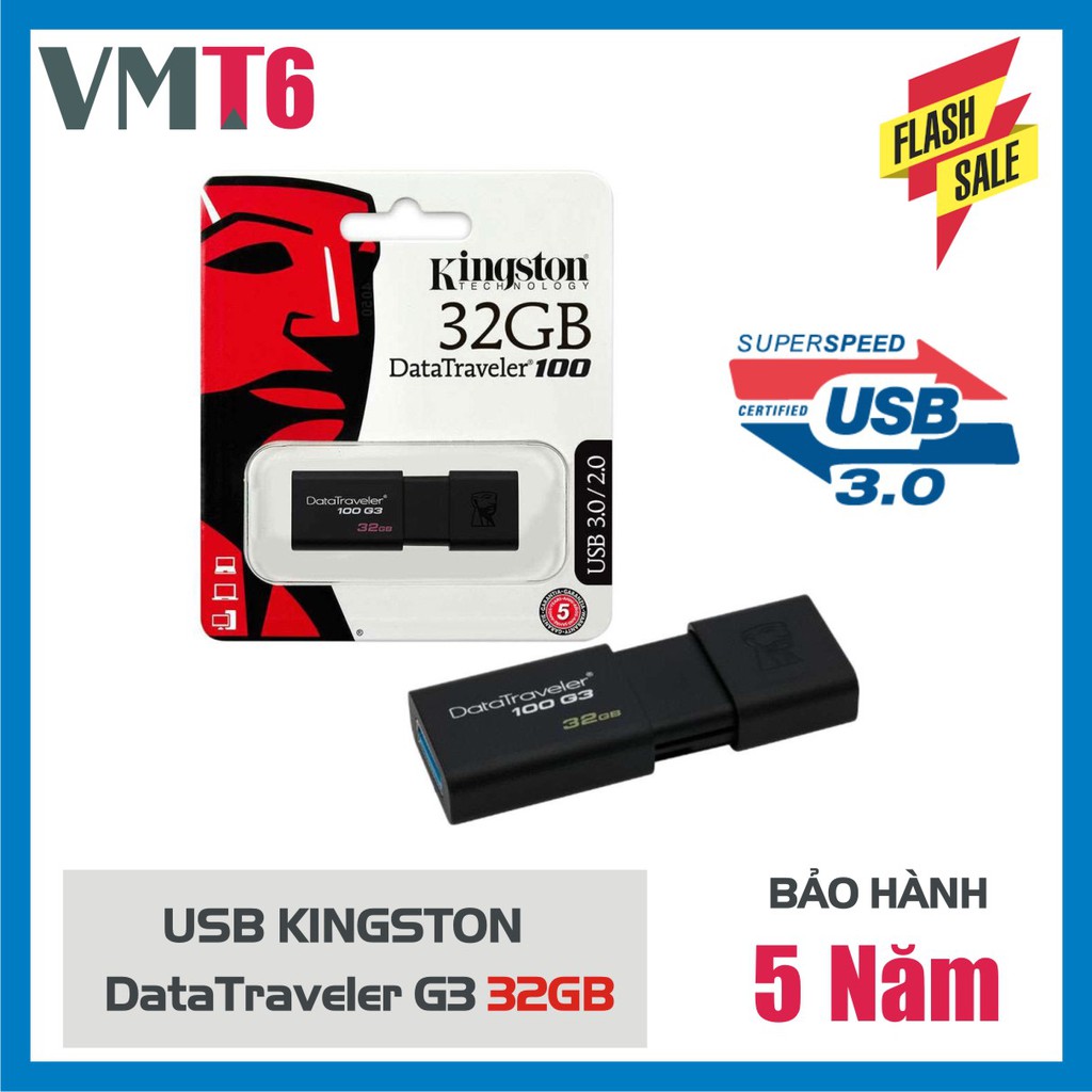 USB Kingston 3.0 DataTraveler 100G3 32GB - Hàng nhập khẩu bảo hành 5 năm !