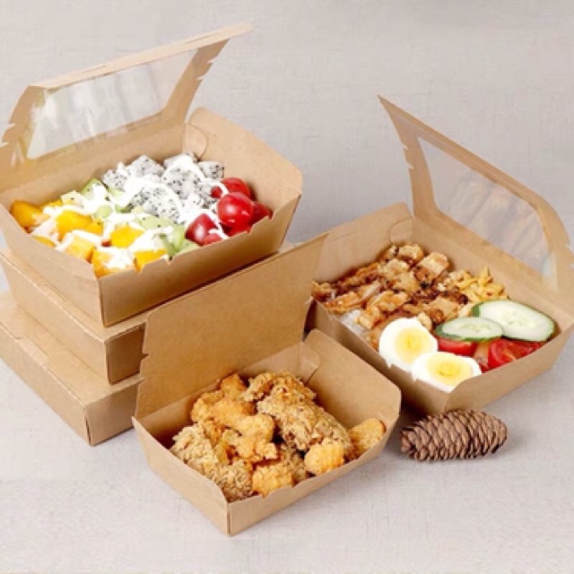 Hộp giấy chữ nhật kraft mặt trong 500ml