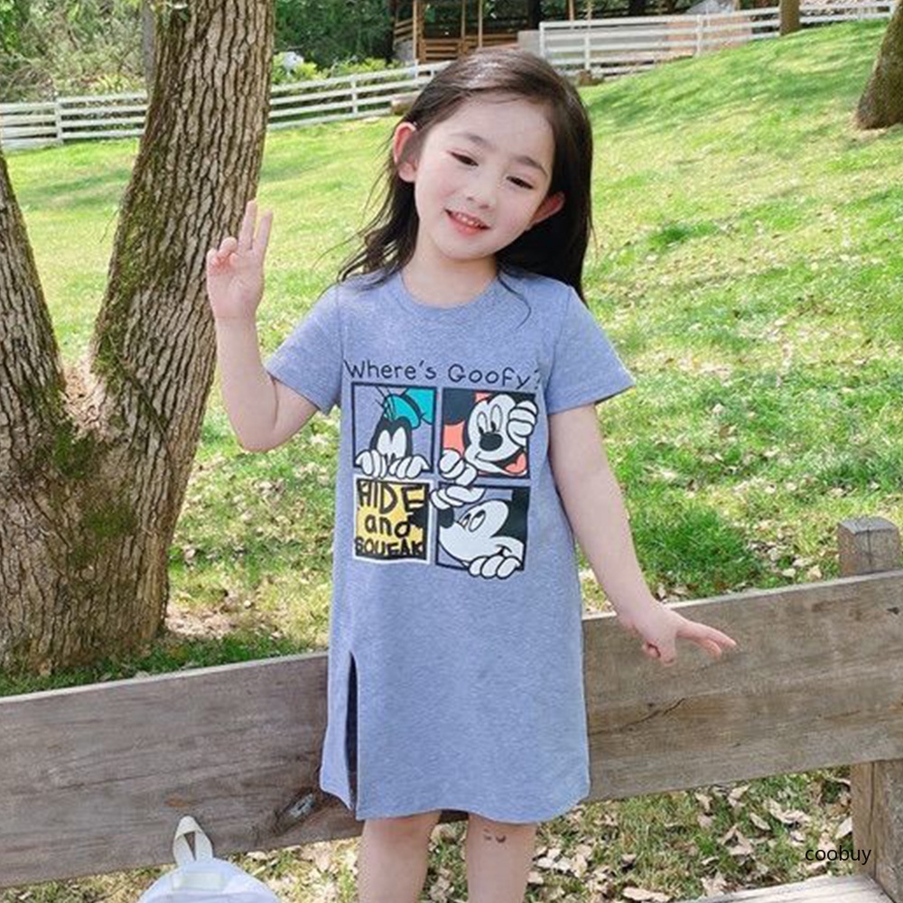 Áo Thun Tay Ngắn Cổ Tròn In Họa Tiết Hoạt Hình Thời Trang Mùa Hè Cho Bé Gái