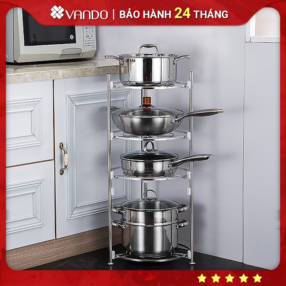 Giá kệ để nồi liêu xoong chảo Inox 304 Vando 4 tầng