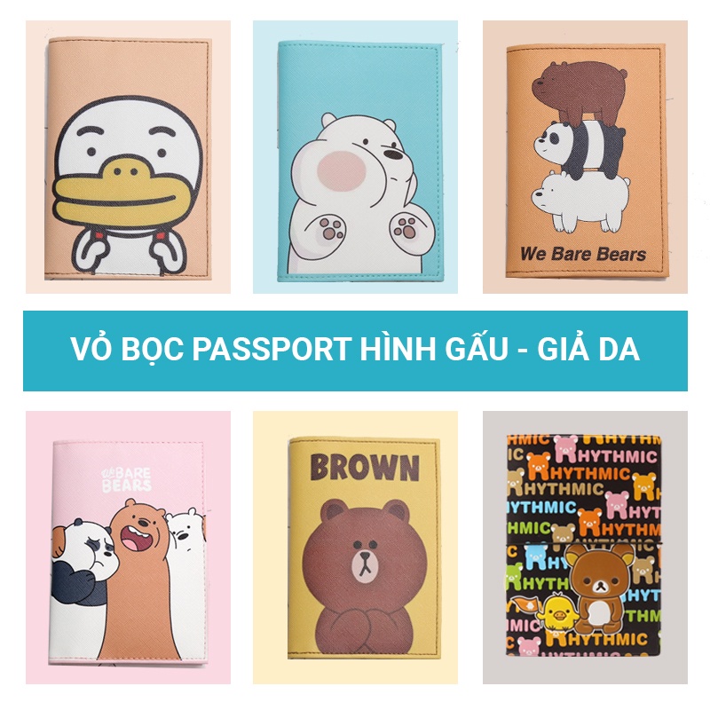Vỏ bọc Passport in hình 3D Cực Xinh - Mẫu Bear