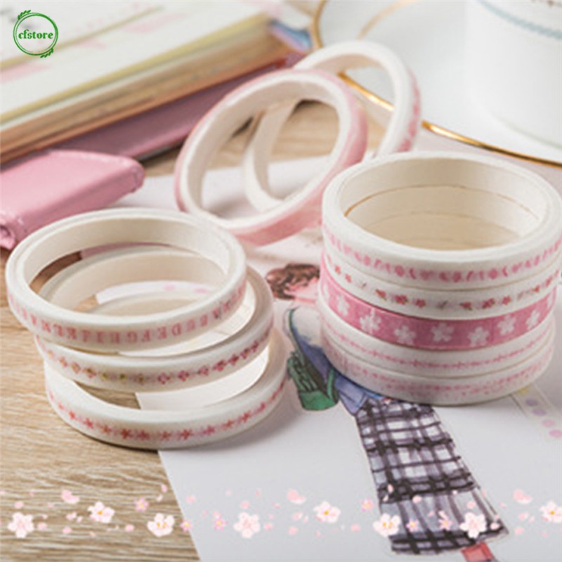 Set 10 Cuộn Băng Dính Trang Trí Nhiều Màu 5mm