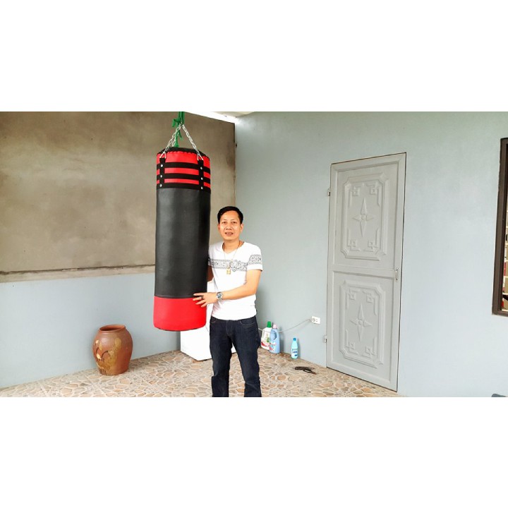 Bao cát boxing đấm bốc dài 120cm, Ø = 30cm loại treo tường đã nhồi sẵn ruột tặng full combo 8 món phụ kiện siêu khủng