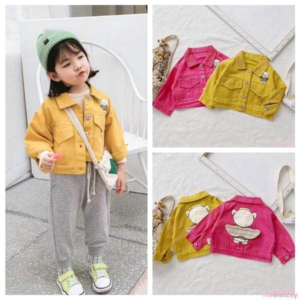 Áo khoác denim màu trơn phong cách Hàn Quốc cho bé gái