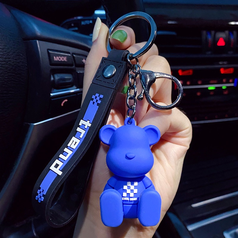Móc khóa gấu bearbrick ngồi dễ thương nhiều màu sắc dùng làm móc túi balo túi xách quà tặng bạn bè người thân -TH20
