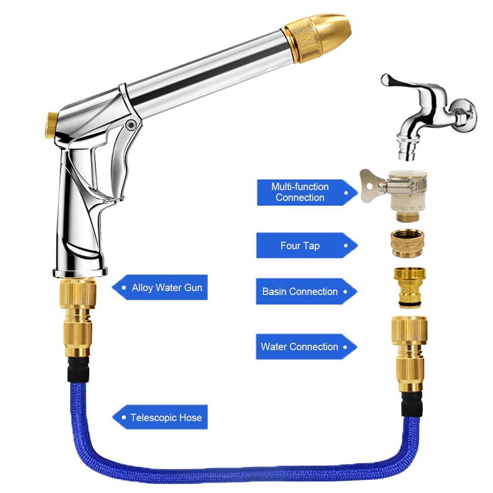 MG Ống rửa xe Ống Magic Hose có thể mở rộng Ống phun có thể điều chỉnh áp suất cao Linh hoạt