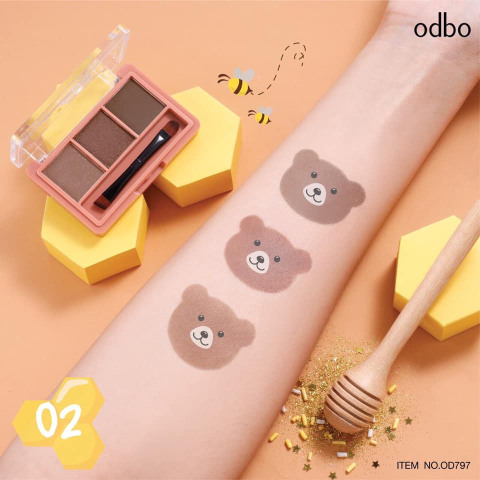 [Auth Thái] Set Bột Tán Mày Tông Nâu Tự Nhiên Odbo 3 Color Matches Of Brows OD797 No.02