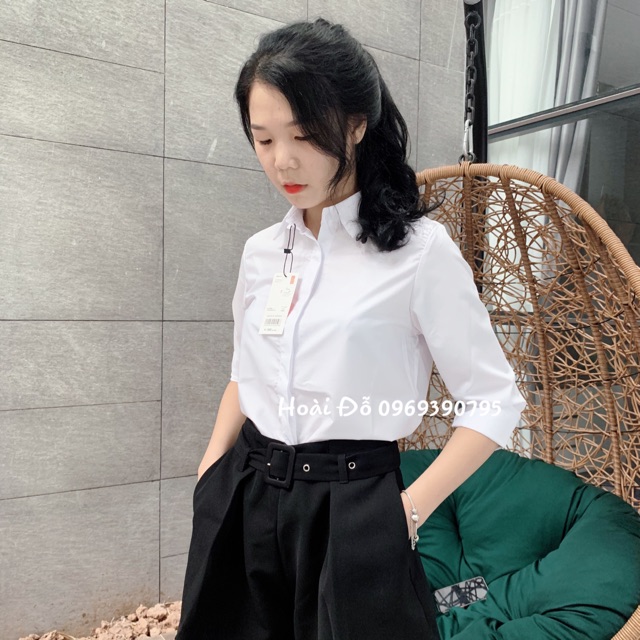 Áo Sơ Mi Nữ Trắng Công Sở, Dáng Suông (40-65kg), Giấu khuy áo. Chất vải dày dặn chống nhăn | BigBuy360 - bigbuy360.vn