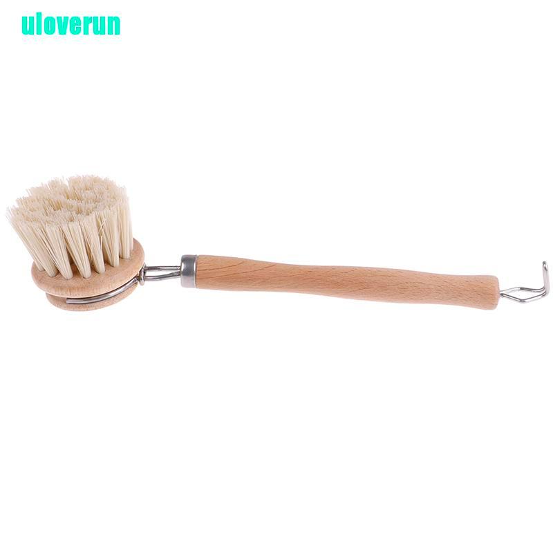 1 Bàn Chải Chà Nồi Tay Cầm Dài Bằng Gỗ Tiện Dụng