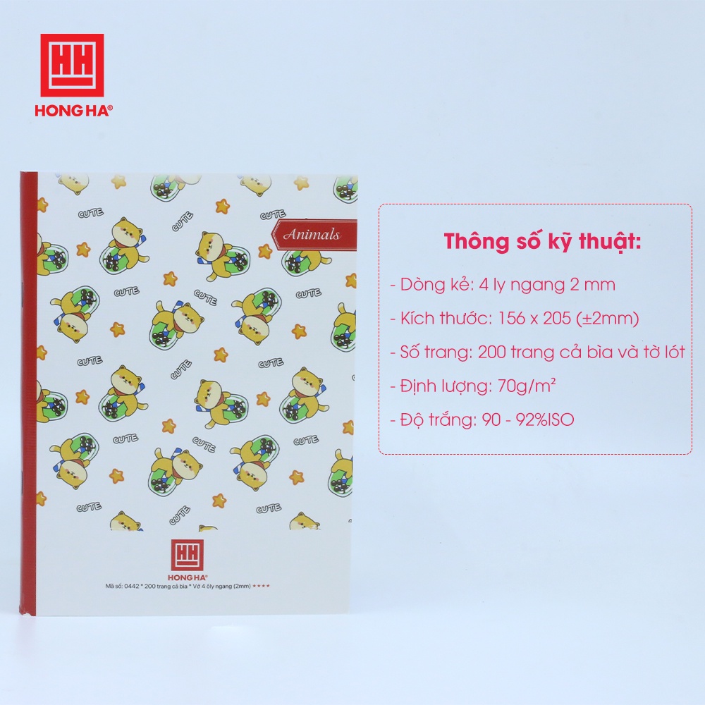 Tập 4 ly ngang Hồng Hà Class Animals 200 trang - 0442  | Vở học sinh miền Trung - miền Nam