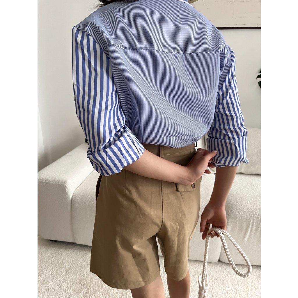 Áo Sơ Mi Nữ Kate Mỏng Sọc Xanh Jamara | HQ3483 | Lana Official