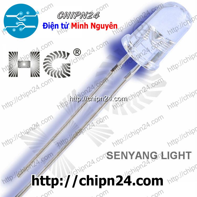 [100 CON] (TK1) Led Đục 5mm Senyang màu TRẮNG (Led chất lượng cao, chuyên dùng làm Đèn quảng cáo Bảng hiệu)