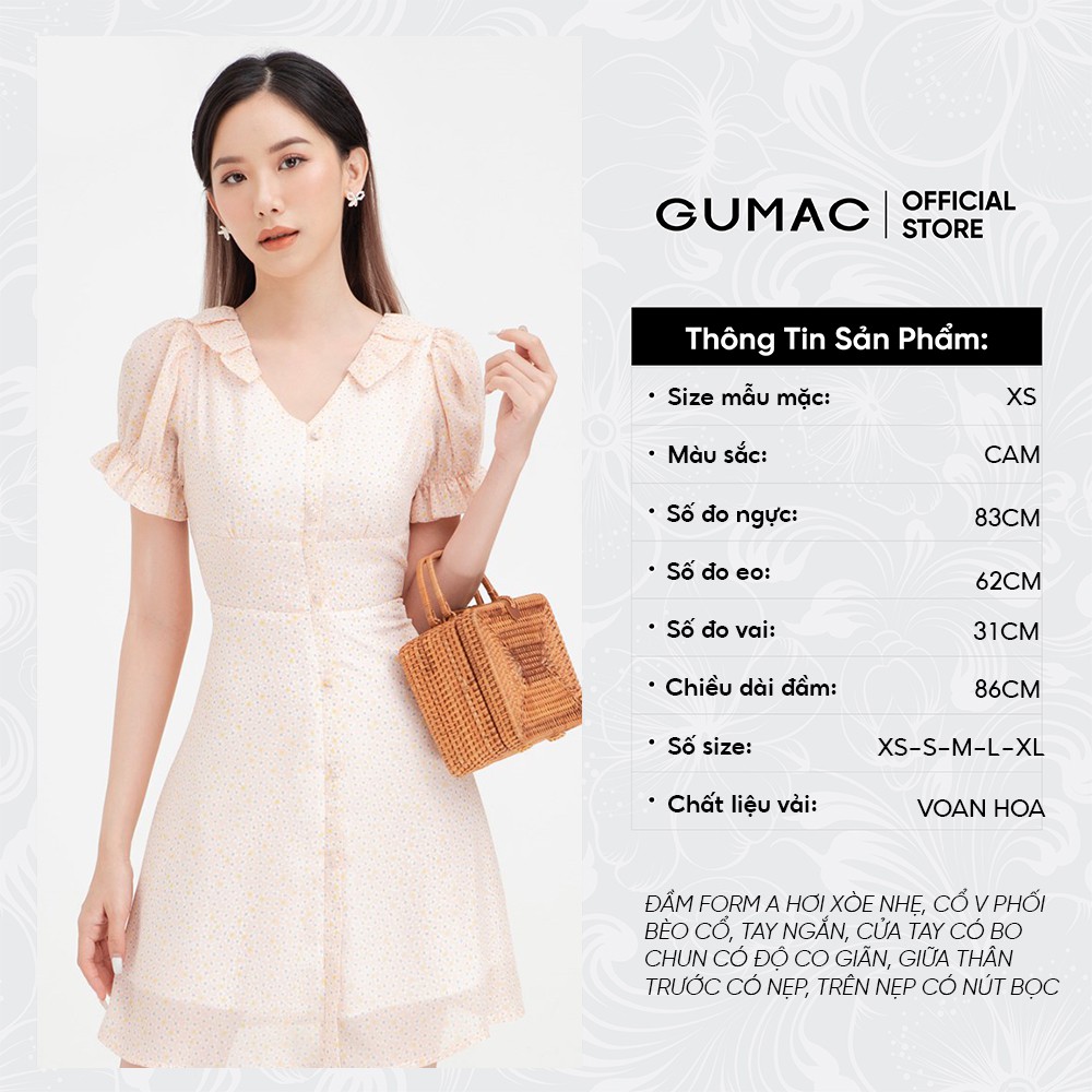 [Mã MABR07062 giảm 8% tối đa 50K đơn từ 249K] Đầm ôm nữ body cổ V bèo cổ GUMAC thiết kế công sở, màu cam DB450 | BigBuy360 - bigbuy360.vn