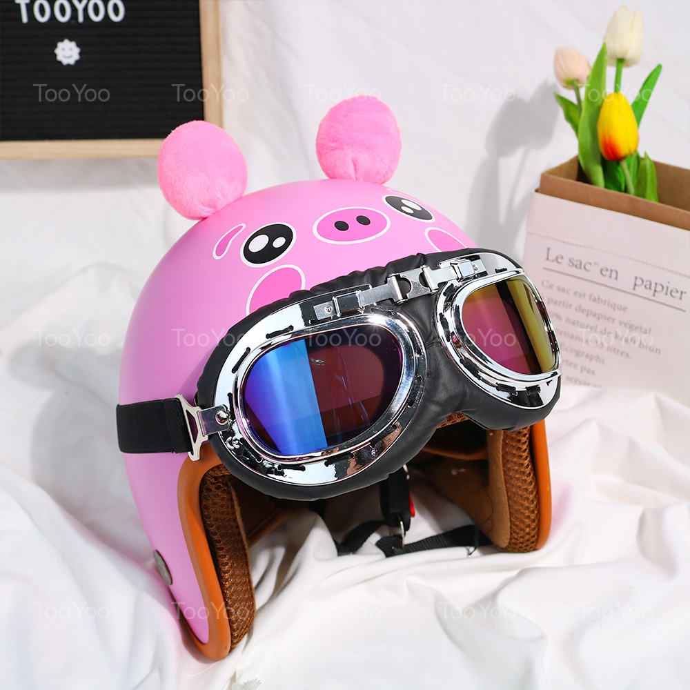 Mũ bảo hiểm 3/4 HEO HỒNG có tai dễ thương cute TooYoo TY0210