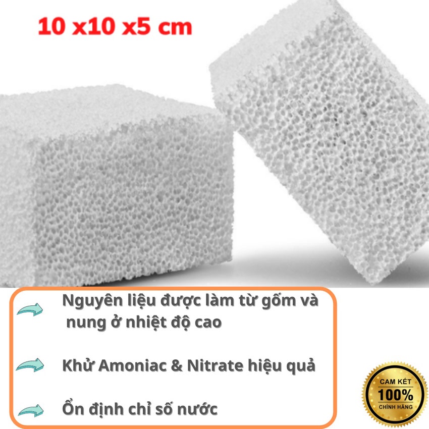 Vật liệu lọc Sứ lọc bể cá, sứ tàu hũ Bacteria house viên vuông 10x10x5cm