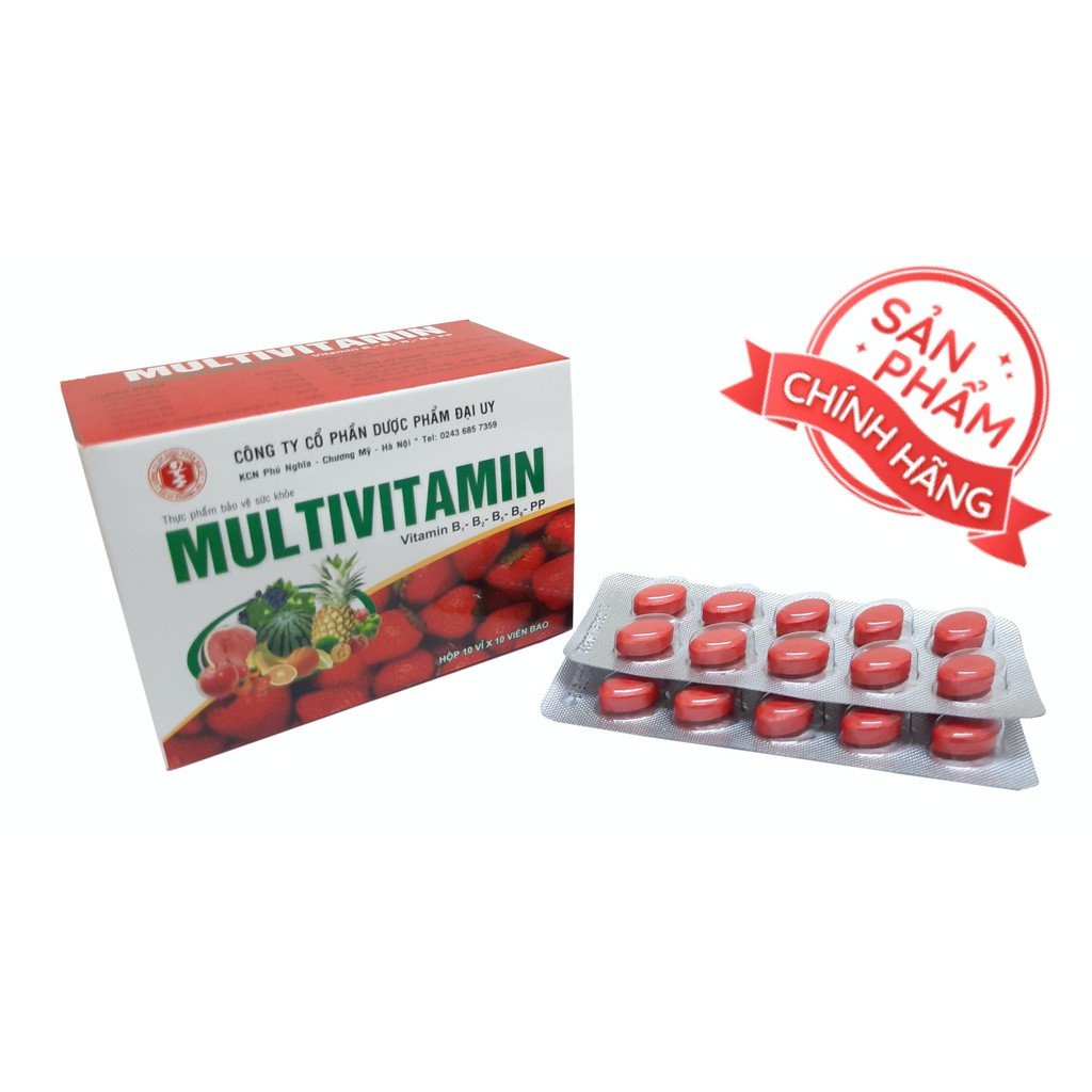 Viên Uống Multivitamin Bổ Sung B1,B2,B5,B6,PP  Giúp Tăng Cường Sức Khỏe, Tăng Cường Hấp Thu,Phục Hồi Cơ Thể-Hộp 100 viên