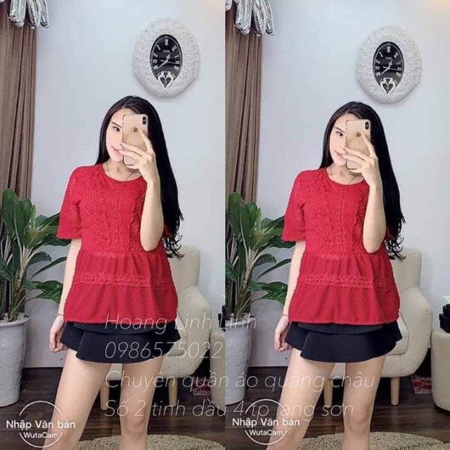 Áo babydoll viền ren hàng QC