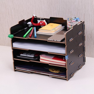Kệ gỗ để bàn 4 tầng đựng tài liệu sách vở đồ dùng Homebi HB-KG02- Màu ngẫu nhiên