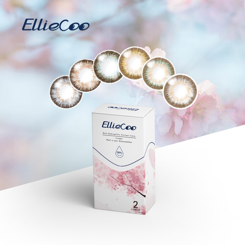 Kính áp tròng Elliecoo Series Flower đường kính 14.5mm nhiều màu sắc tùy chọn sử dụng trong nửa năm