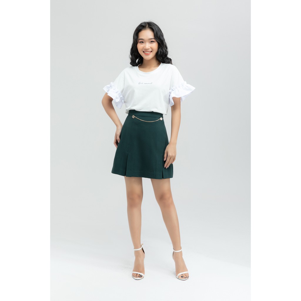 Chân váy chữ A kèm phụ kiện xích IVY moda MS 31M6065
