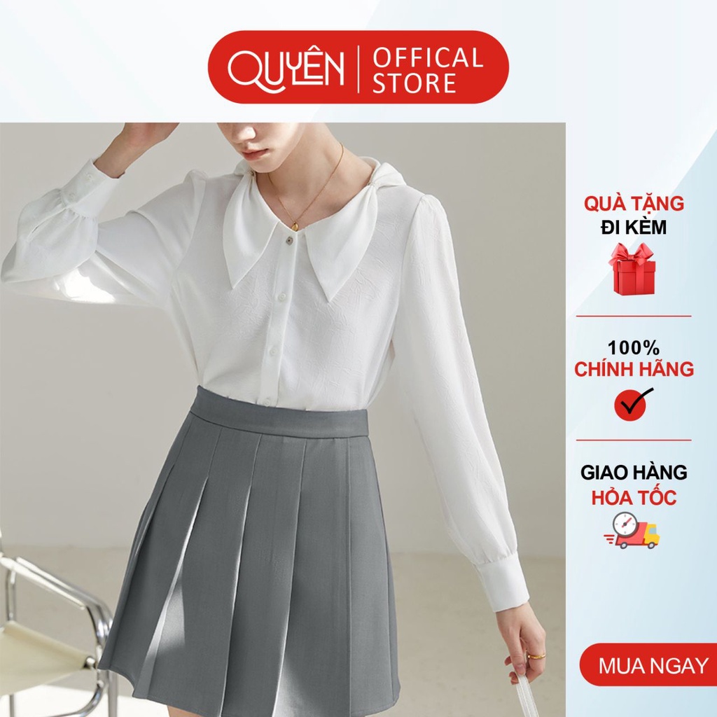 Áo sơ mi công sở nữ cổ nơ thanh lịch Quyên AA606, màu trắng kiểu hàn quốc trẻ trung
