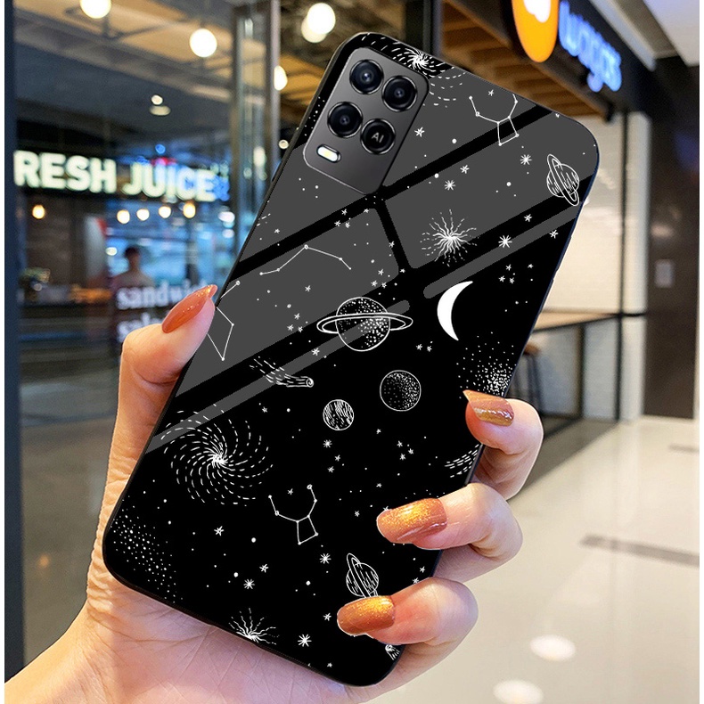 Ốp Lưng OPPO A54, A55 Ốp kính bóng cao cấp Phi Hành Gia