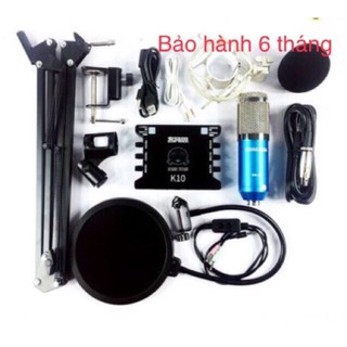 Combo micro thu âm b900 sound card xox k10 chân màng lọc dây ma2 tặng tai nghe