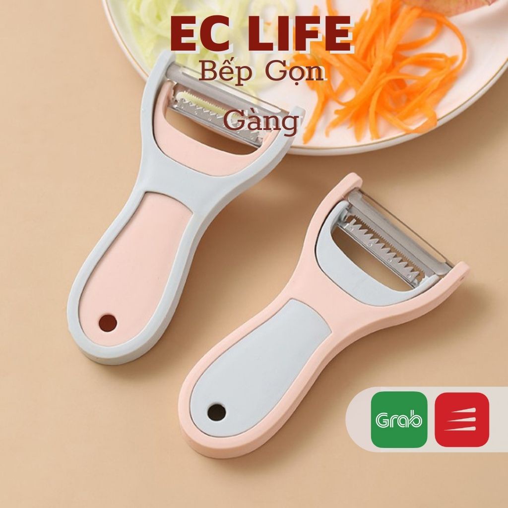 Dụng cụ gọt bào rau củ thông minh, dao bào sợi bộ đa năng 2 trong 1 màu Pastel dễ thương EC Life 0904