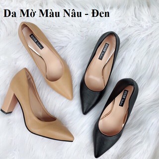 GIÀY CAO GÓT NỮ GÓT VUÔNG 9 PHÂN Da mờ (FULLBOX)