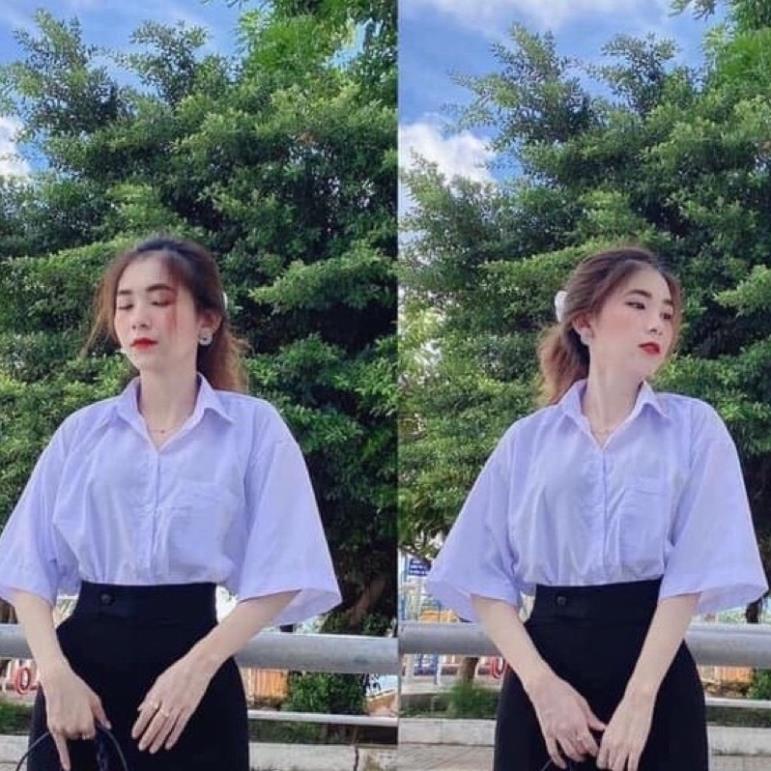 [Mã 1010FASHIONSALE3196 giảm 10K đơn 50K] Áo Sơ mi Basic From rộng tay lỡ hót teen học sinh Style Hàn Quốc | BigBuy360 - bigbuy360.vn