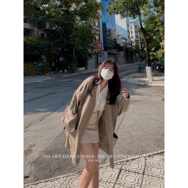 Áo khoác cardigan len thừng dáng dài kèm đai chất đẹp ( Ảnh thật ) | BigBuy360 - bigbuy360.vn