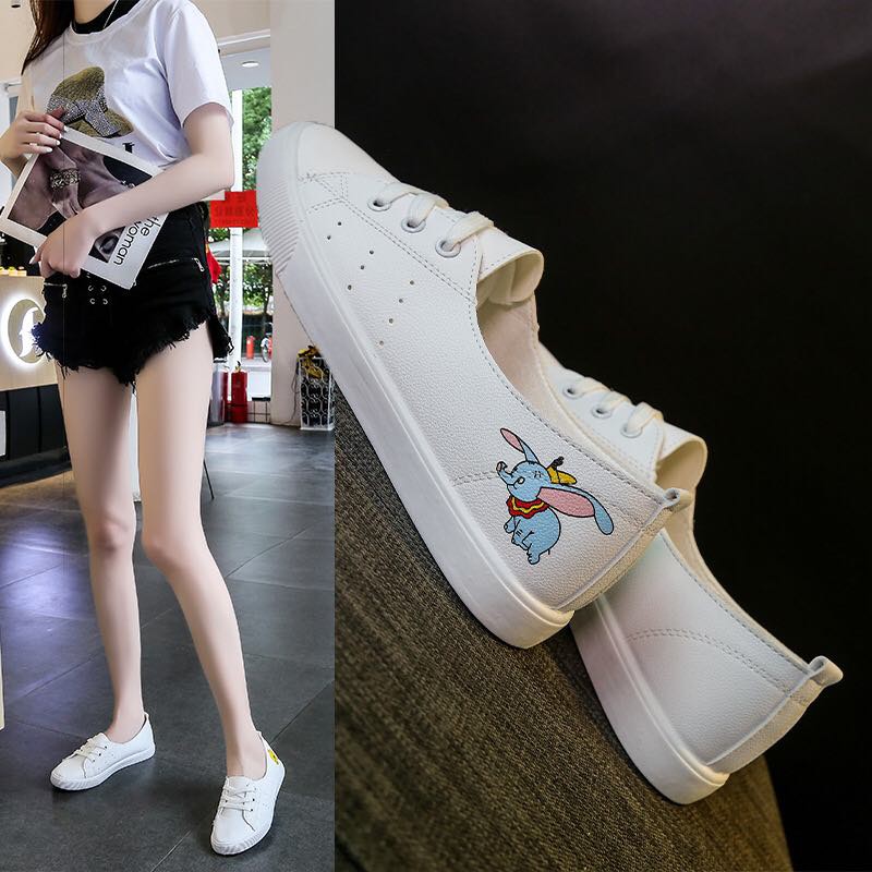 Giày Sneaker Nữ Tinh Tế Và Đáng Yêu Với Nhiều Hình Đáng Yêu Gà Con, Voi Xanh, Tim Bạc Có Các Size 35-39 SHOP HAMI G01