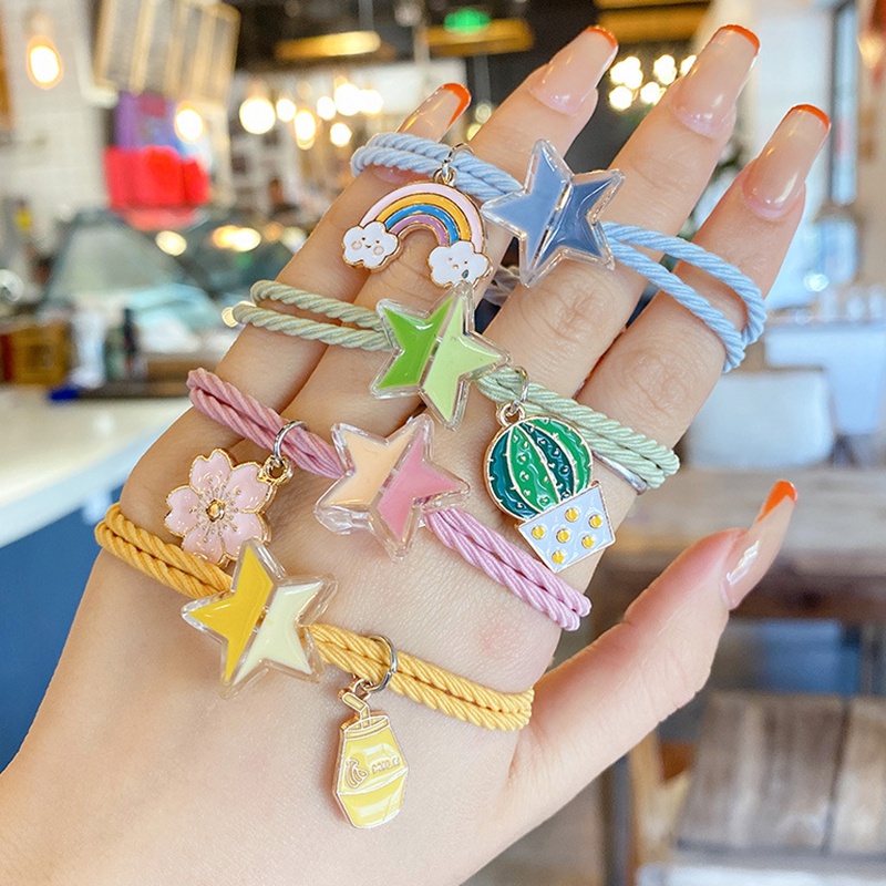 Dây Buộc Tóc Cao Su Họa Tiết Ngôi Sao Thời Trang Hàn Quốc