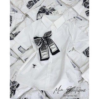 sơ mi cộc tay kèm nơ