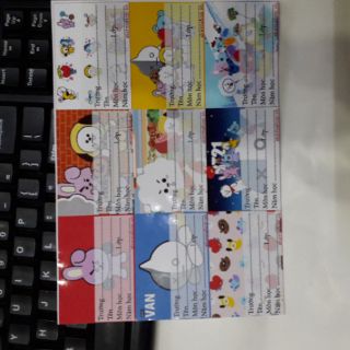 Nhãn vở bt21  1 set 9 nhãn vở