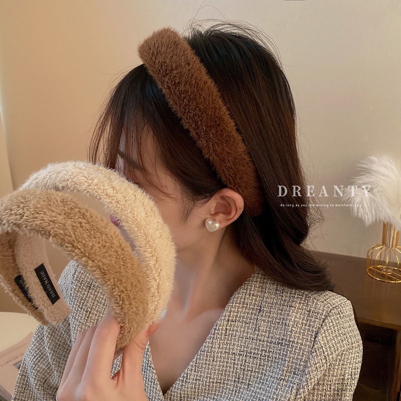 Băng Đô Cài Tóc Họa Tiết Hình Học Màu Trà Sữa Phong Cách Hàn Quốc Thời Trang Thu Đông Cho Nữ