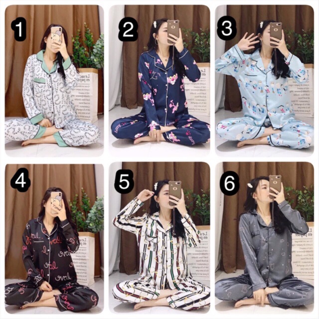 Đồ bộ lụa Hoạ tiết áo dài-quần dài