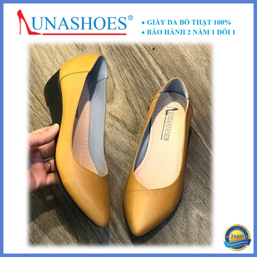 Giày đế xuồng nữ 4p Lunashoes (24809) giầy da bò mũi nhọn cao cấp dễ đi kiểu Hàn quốc êm chân bảo hành 2 năm