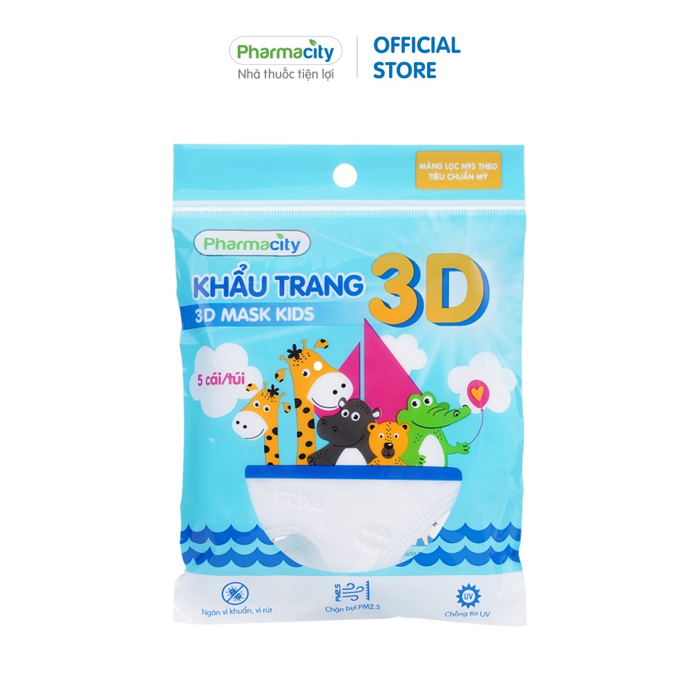 Khẩu trang y tế 3D chất lượng cao Pharmacity (Gói 5 cái)