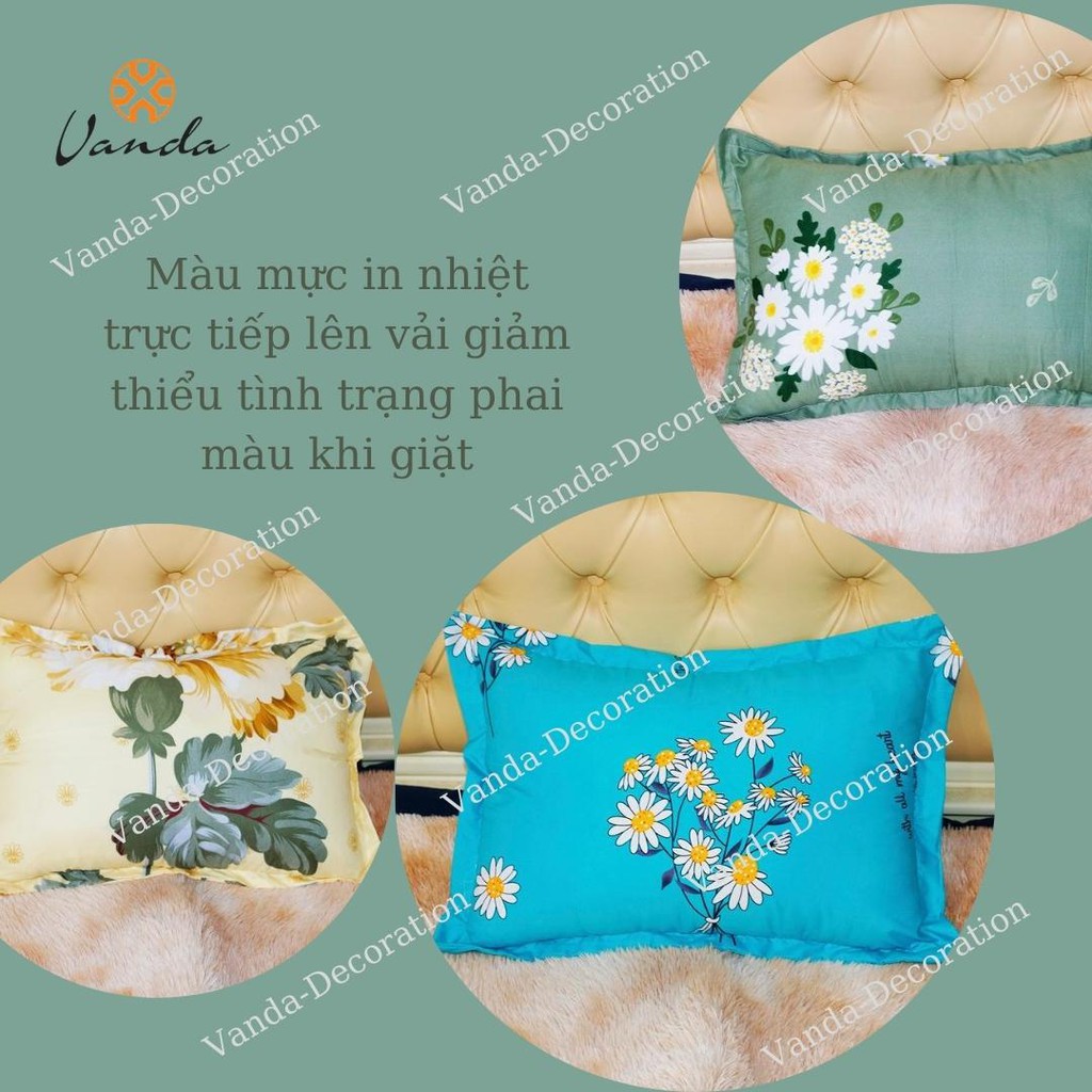 Vỏ gối đầu VANDA cotton poly họa tiết đẹp kích thước 45x65 (cm)