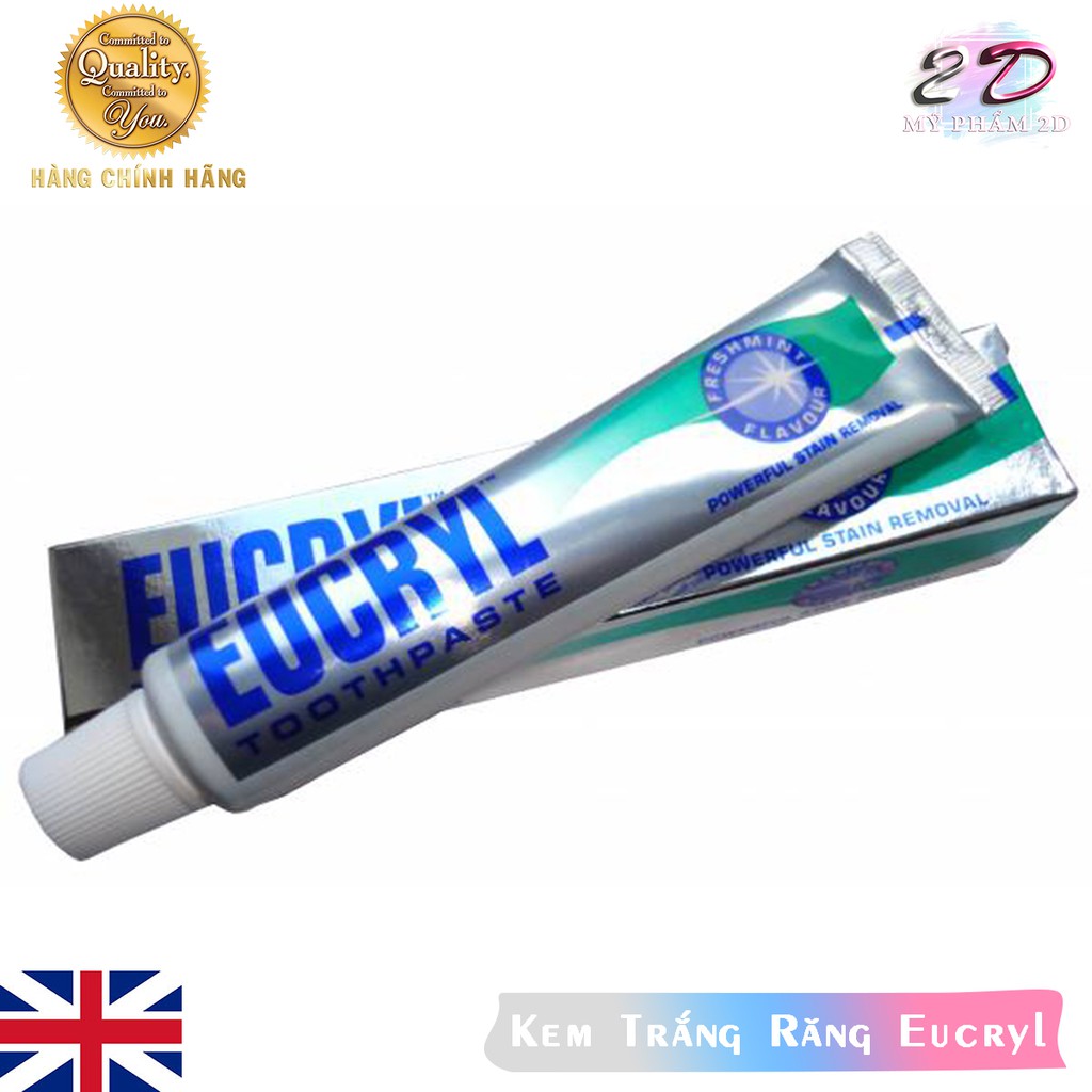 [Hàng loại 1] Kem đánh trắng răng Eucryl Freshmint Toothpaste Anh Quốc 62g thơm mát, trị hôi miệng