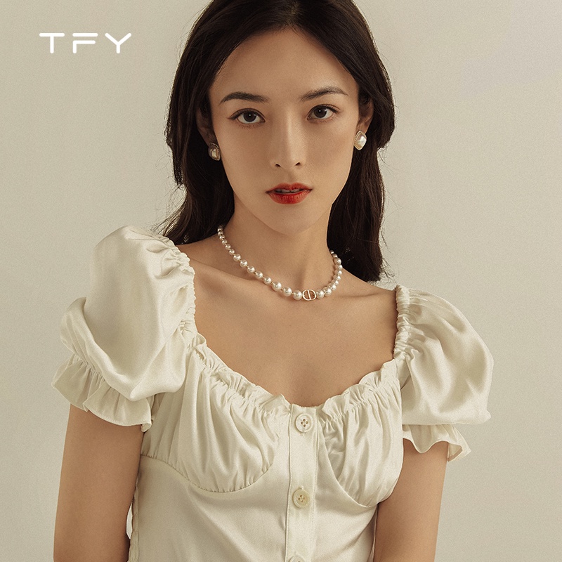 Dây Chuyền Ngọc Trai Mặt Hình Đĩa cd Thời Trang Xuân Hè Pháp Cổ Điển Cao Cấp Dành Cho Nữ