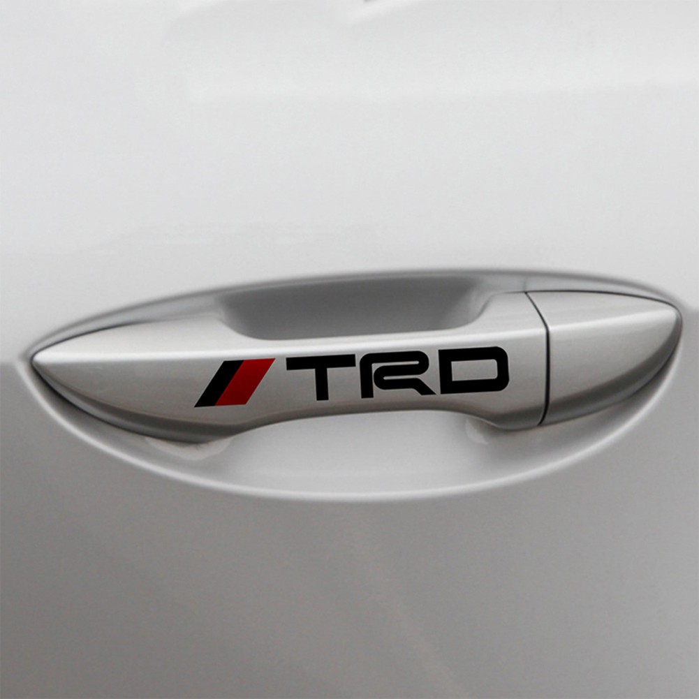 Bộ 4 miếng dán họa tiết chữ logo TRD trang trí tay nắm cửa xe hơi